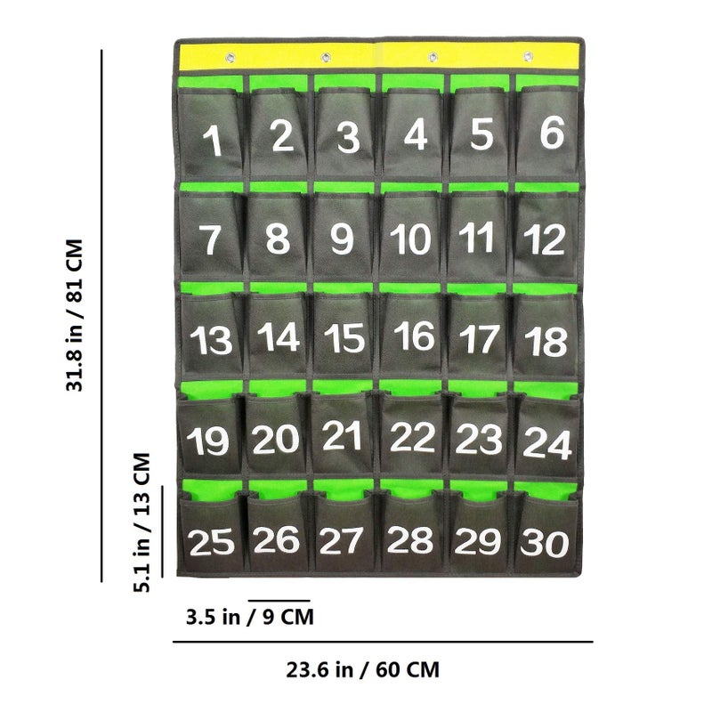 ANIZER Numbered Classroom Pocket Chart for Cell Phones Calculators Holders Hanging Wall Door Organizer (30 Numbered Pockets) - Image 4